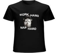 Men's Summer T-Shirt Duck Dynasty Si Work Hard Nap Hard Tops TV Reality Robertsons Buck Commander Jagd Swag Black 3XL