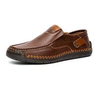Men's Supportive Slip On Dress Shoes Comfort Fit Orthopedic Style Design For Business Formal Wear(Dark brown,45 EU)