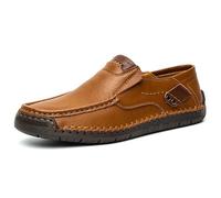 Men's Supportive Slip On Dress Shoes Comfort Fit Orthopedic Style Design For Business Formal Wear(Yellow-brown,38 EU)