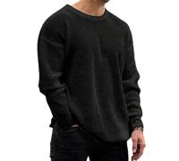 Men's Sweater Casual Fashion Warm KnittedSweater Breathable Soft Comfortable Knitwear Youth Temperament Trend Long-SleevedSweater D-Black M