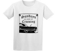 Men's T Shirt Feel Soft Funny Lowrider Sundays Are Made for Cruising Twin Needle Sleeves and Hem O Neck tee White XL