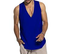 Men's Tank Top V-Neck Training Fitness Bodybuilding Tank Shirt Quick Drying Muscle Shirt Sleeveless Vest For Men Large Size D-Royal Blue 3XL