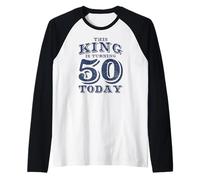 Mens This King Is Turning 50 Today Vintage Birthday Camiseta Manga Raglan