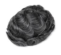Men's Toupee - Peluca para hombre, doble capa, encaje, PU, postizo de repuesto, sistema de prótesis capilar, pelo humano, transpirable, duradero, 1B30 (6"x8")