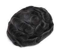 Men's Toupee - Peluca para hombre, doble capa, encaje, PU, postizo de repuesto, sistema de prótesis capilar, pelo humano, transpirable, duradero, pelucas para hombre 1B10 (8"x 10")