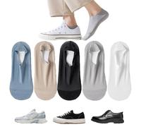 Mens Ultra Thin No Show Socks Ice Silk Invisible Breathable Anti-Slip Socks for Men Low-Cut Sweat-Absorbing Liners for Flats (5pc B)