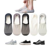 Mens Ultra Thin No Show Socks Ice Silk Invisible Breathable Anti-Slip Socks for Men Low-Cut Sweat-Absorbing Liners for Flats (5pc A)