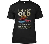 Mens Vintage Car Graphic T-Shirt Im Not Old Im a Retro Design Black Short Sleeve Casual tee with Colorful Cars