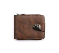 Men's Vintage Compact Zipper Wallet Business-Style Vintage Coin Purse Multiple Card Slots Big Money Slot Card Slot ID Slot Zipper Pocke Gift for Mens Birthday (Coffee)