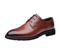 Men's Vintage Lace Up Oxford Shoes Luxury Leather Pointed Toe Non Slip Formal Wedding Prom Footwear(Brown,43 EU)