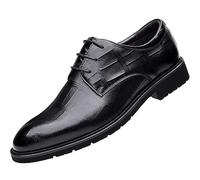 Men's Vintage Lace Up Oxford Shoes Luxury Leather Pointed Toe Non Slip Formal Wedding Prom Footwear(Noir,42 EU)