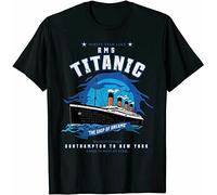 Men's White Star Line RMS Titanic The Ship of Dreams Gift T-Shirt Black XXL