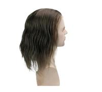 Mens Wig - Peluca de encaje frontal francés para hombre, sistema de reemplazo de pelo largo de 12 pulgadas, piezas de cabello humano, pelucas Toupee para hombre (marrón oscuro)