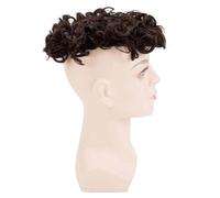 Mens Wig - Peluca rizada de 25 mm para cabello humano fino, sistema de reemplazo de cabello humano indio, peluca rizada para hombre Remy de 7 pulgadas Toupee for Men (6"x8")