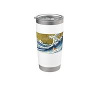 Mens Women Funny Retro Vintage Surfing Wave Cavalier Dog Mom Vaso térmico de acero inoxidable de doble pared