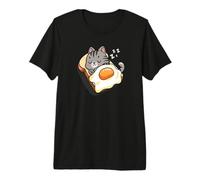 Mens Women Kid Kawaii Egg Toast Napping Gray Tabby Cat Lover Camiseta Premium