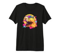 Mens Womens 80s 90s Retro Vintage Sunglasses Capybara Lover Camiseta Premium