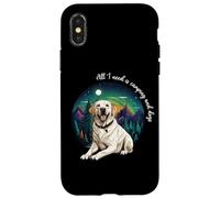 Mens & Womens All I Need Is Camping & Yellow Lab Dog Lover Carcasa para iPhone X/XS
