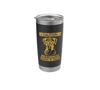Mens Womens Funny Beware of Owner Sign Boxer Dog Lover Vaso térmico de acero inoxidable de doble pared