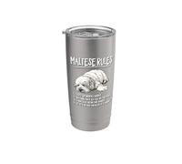 Mens Womens Funny Cute Rules Sleeping Napping Maltese Lover Vaso térmico de acero inoxidable de doble pared