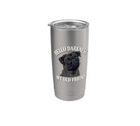 Mens Womens Funny Hello Darkness Old Friend Black Pug Lover Vaso térmico de acero inoxidable de doble pared