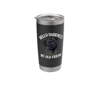 Mens Womens Funny Hello Darkness Old Friend Black Pug Lover Vaso térmico de acero inoxidable de doble pared