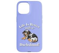 Mens & Womens Funny Life Is Better Dapple Dachshund Lover Carcasa para iPhone 15