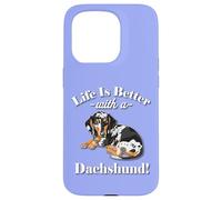 Mens & Womens Funny Life Is Better Dapple Dachshund Lover Carcasa para iPhone 15 Pro