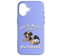 Mens & Womens Funny Life Is Better Dapple Dachshund Lover Carcasa para iPhone 16