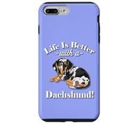 Mens & Womens Funny Life Is Better Dapple Dachshund Lover Carcasa para iPhone 7 Plus/8 Plus