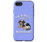 Mens & Womens Funny Life Is Better Dapple Dachshund Lover Carcasa para iPhone SE (2020) / 7 / 8