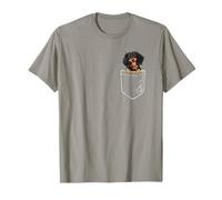 Mens Womens Funny Pocket Black Long Haired Dachshund Lover Camiseta