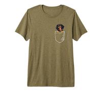Mens Womens Funny Pocket Black Long Haired Dachshund Lover Camiseta Premium