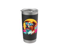Mens Womens Funny Retro Vintage 80s 90s Red Aussie Dog Lover Vaso térmico de acero inoxidable de doble pared
