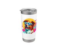 Mens Womens Funny Retro Vintage 80s 90s Red Aussie Dog Lover Vaso térmico de acero inoxidable de doble pared