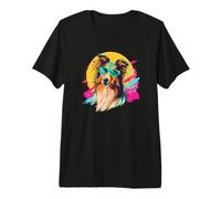 Mens Womens Funny Retro Vintage 80s 90s Rough Collie Lover Camiseta Premium
