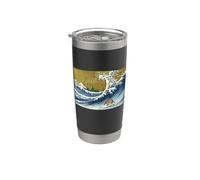 Mens Womens Funny Retro Vintage Surfing Wave Armadillo Lover Vaso térmico de acero inoxidable de doble pared