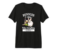 Mens Womens Girls Bunnies & Wine Fine Rabbit Lover Camiseta Premium