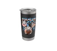 Mens Womens Girls Feral Baby Pygmy Hippo Heavy Metal Vaso térmico de acero inoxidable de doble pared
