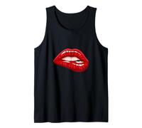 Men's Women's Graphic Tees - Red Biting Lips Short Sleeve Camiseta sin Mangas