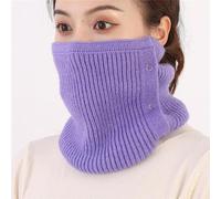 Men's Women's Hedging Copper Buckle Knitted Warm Scarf Winter Elastic Fake Collar Pullover Neck Guard Scarve(Purple)