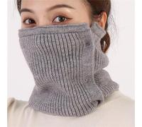 Men's Women's Hedging Copper Buckle Knitted Warm Scarf Winter Elastic Fake Collar Pullover Neck Guard Scarve(Gray)