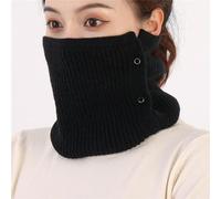 Men's Women's Hedging Copper Buckle Knitted Warm Scarf Winter Elastic Fake Collar Pullover Neck Guard Scarve(Black)
