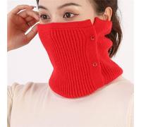 Men's Women's Hedging Copper Buckle Knitted Warm Scarf Winter Elastic Fake Collar Pullover Neck Guard Scarve(Red)