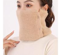 Men's Women's Hedging Copper Buckle Knitted Warm Scarf Winter Elastic Fake Collar Pullover Neck Guard Scarve(Khaki)