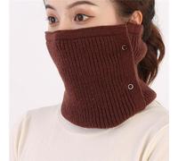 Men's Women's Hedging Copper Buckle Knitted Warm Scarf Winter Elastic Fake Collar Pullover Neck Guard Scarve(Coffee)