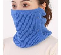 Men's Women's Hedging Copper Buckle Knitted Warm Scarf Winter Elastic Fake Collar Pullover Neck Guard Scarve(Blue)