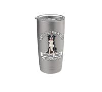 Mens Womens Humans Hurt My Head Happy Border Collie Lover Vaso térmico de acero inoxidable de doble pared