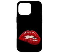 Men's Women's Illustration Red Biting Lips Graphic Design Carcasa para iPhone 16 Pro