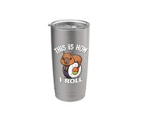 Mens Womens Kawaii Japanese Sushi How I Roll Capybara Lover Vaso térmico de acero inoxidable de doble pared